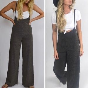 Wide Leg Pinstriped Jumpsuit/Overalls